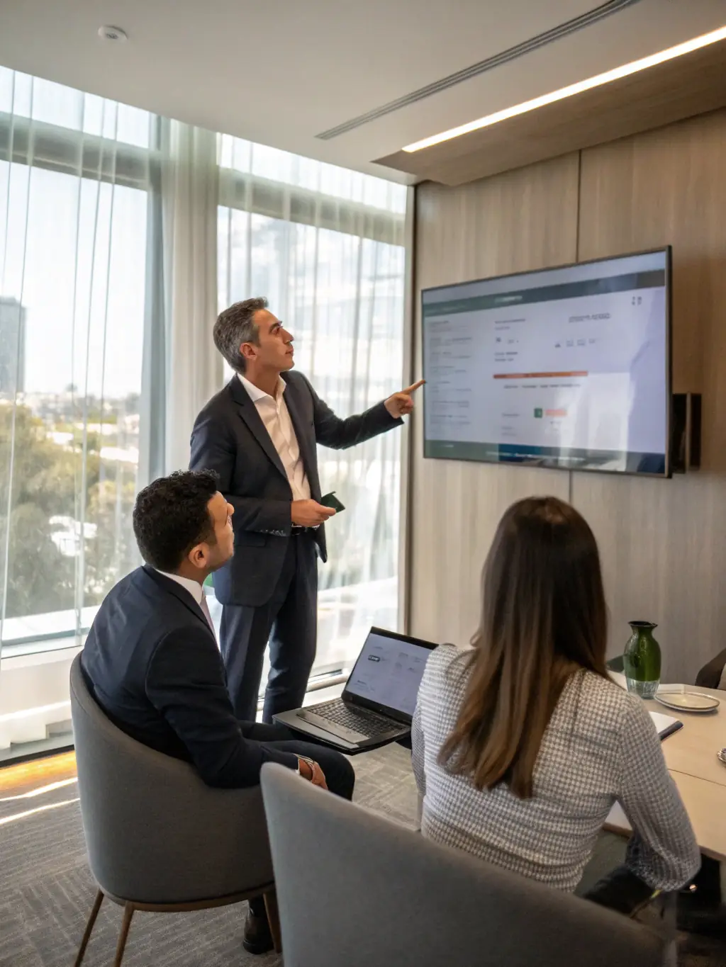 A photo of a financial advisor in South Africa explaining investment options to a client, emphasizing personalized service and local market knowledge.